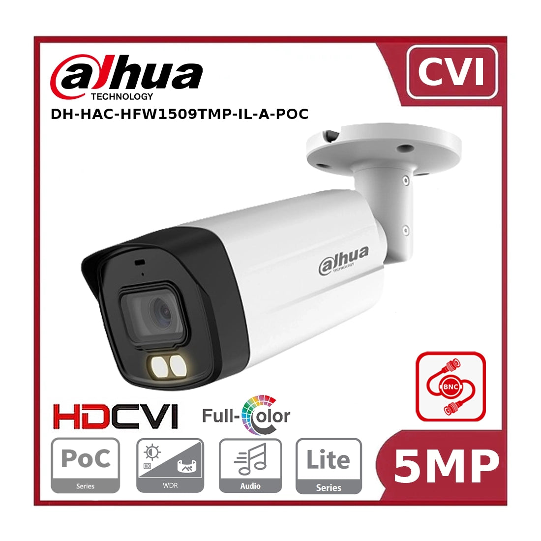 Dahua DH-HAC-HFW1509TMP-IL-A-POC - 5MP Dual Illuminator HDCVI PoC Bullet Camera