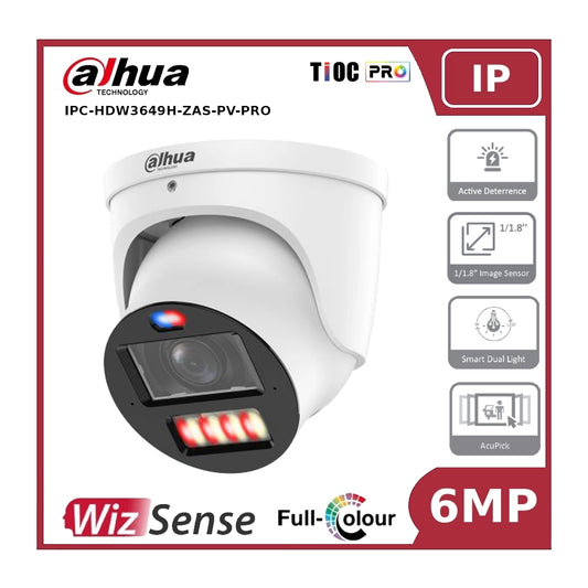 Dahua DH-IPC-HDW3649H-ZAS-PV-PRO 6MP WizColor TiOC PRO Vari-focal Eyeball WizSense Network Camera"NR"