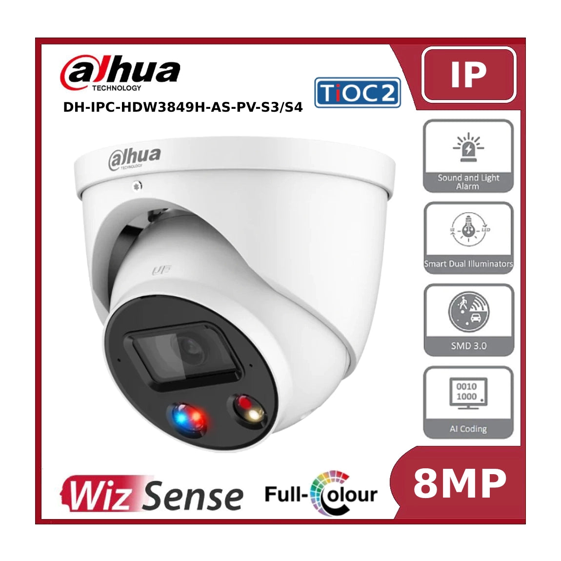 Top 10 Mẫu Camera Giám Sát Đẹp, Chất Lượng Nhất 2025 8MP Dahua DH-IPC-HDW3849H-AS-PV-S4 8MP TiOC 2.0 Fixed-focal Eyeball Network Camera – The CCTV Store