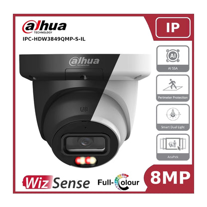 Dahua DH-IPC-HDW3849QMP-S-IL - 8MP Smart Dual Light Fixed-focal Eyeball WizSense Network Camera
