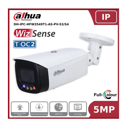 5MP Dahua DH-IPC-HFW3549T1-AS-PV-S3 5MP TiOC 2.0 Fixed-focal Bullet Network Camera