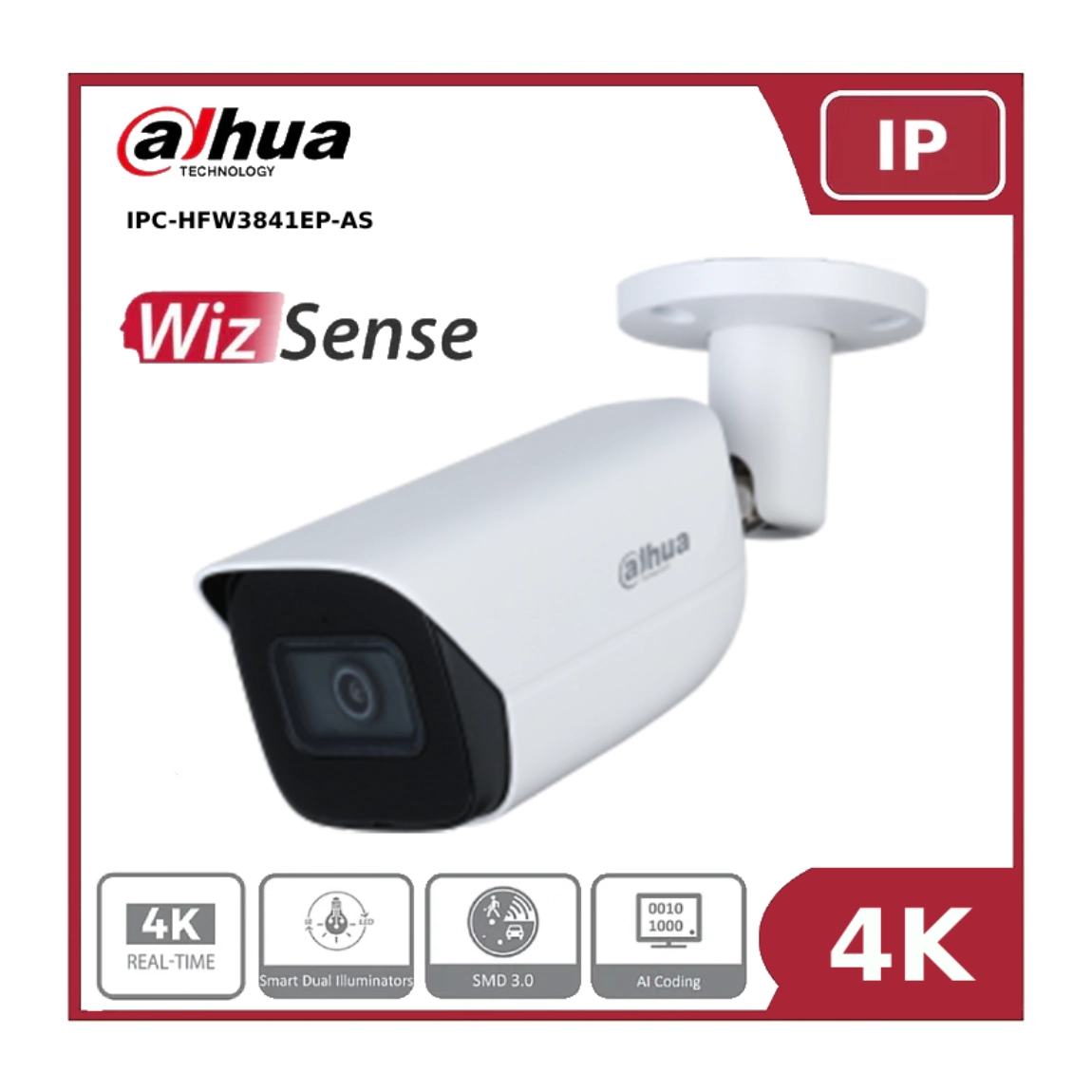 Dahua DH-IPC-HFW3841EP-AS 8MP WizSense Lite IR Bullet IP Camera With Built In Mic