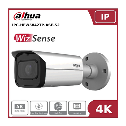 Dahua IPC-HFW5842TP-ASE-S2 8MP WizMind AI Series ePoE IR Bullet Camera 3.6MM