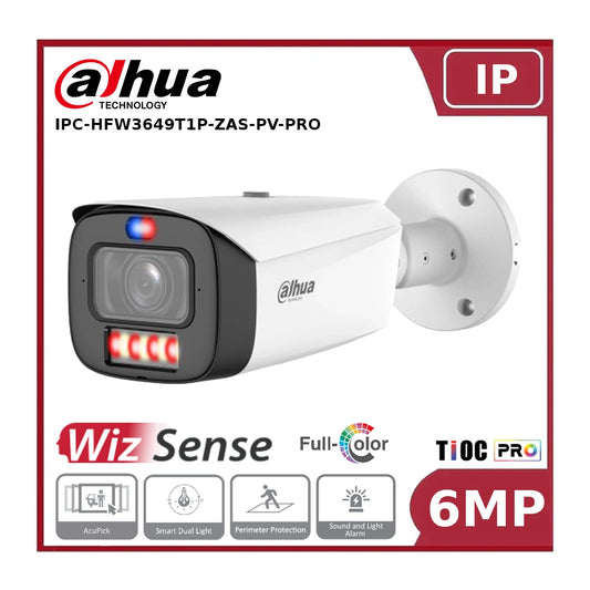 Dahua DH-IPC-HFW3649T1P-ZAS-PV-PRO 6MP WizColor TiOC PRO Vari-focal Bullet WizSense Network Camera "NR"