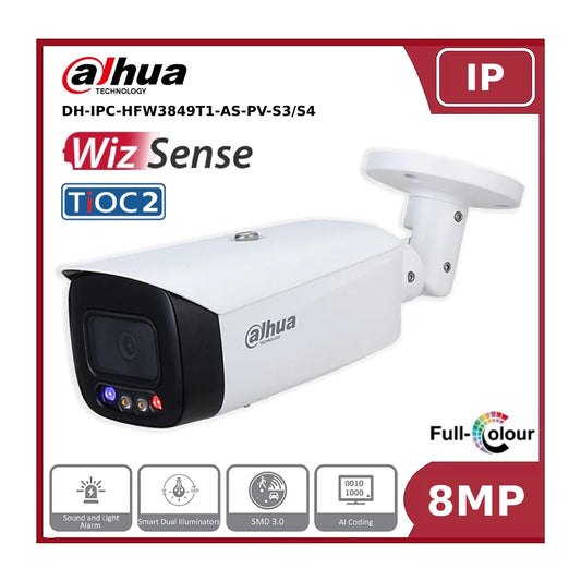 8MP Dahua DH-IPC-HFW3849T1-AS-PV-S3 8MP TiOC 2.0 Fixed-focal Bullet Network Camera