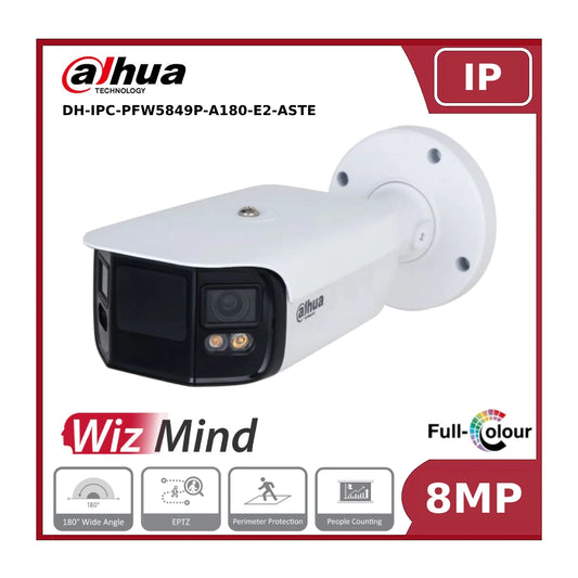 Dahua DH-IPC-PFW5849P-A180-E2-ASTE 2 × 4MP Full-Color Dual-Lens Splicing WizMind Network Camera 3.6MM