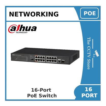 Dahua DH-PFS3117-16ET-135 - 16 Port 10/100Mbps PoE Switch 135W