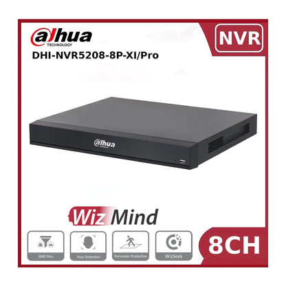 Dahua DHI-NVR5208-8P-XI/Pro 8 Channel 8PoE 2HDD WizMind AI NVR with 8K Output, AcuPick and WizSeek