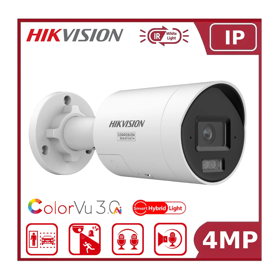 Hikvision DS-2CD2047G3-LI2UY/SL 4 MP ColorVu Hybrid-Light Bullet Camera with Strobe & Audio Warning
