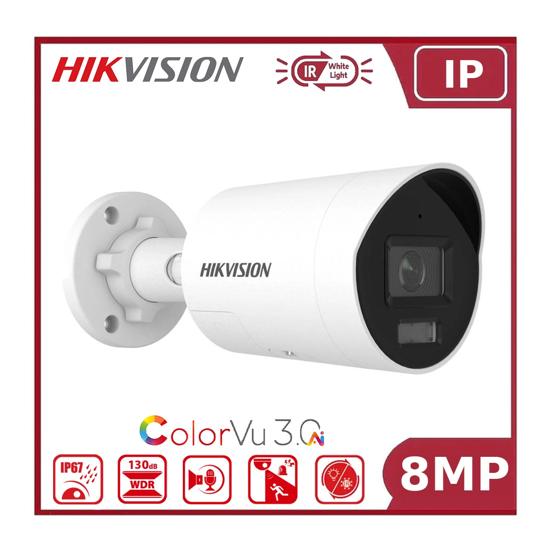 Hikvision DS-2CD2087G3-LI2UY/SL 8MP Smart Hybrid Light ColorVu 3.0 Fixed Mini Bullet IP Camera