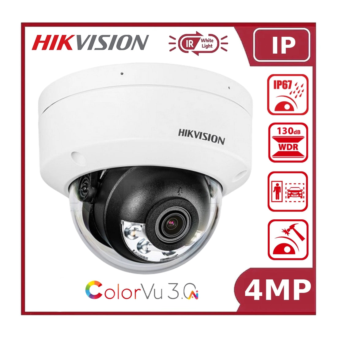 Hikvision DS-2CD2147G3-LIS2UY 4MP Smart Hybrid Light with ColorVu 3.0 Fixed Dome Network Camera