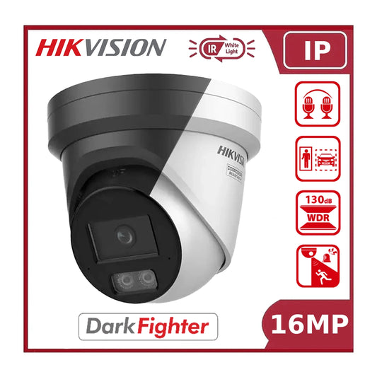 Hikvision DS-2CD23166G3-IS2UY/SL 16MP AcuSense Powered by DarkFighter Smart Hybrid Light Fixed Turret Network Camera with Strobe Light & Audible Warning