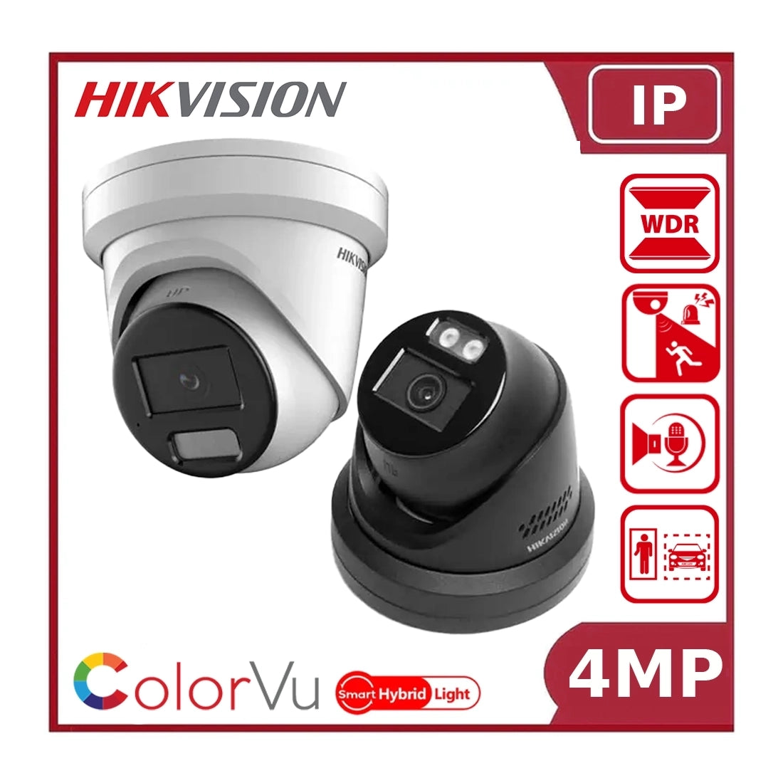 Hikvision DS-2CD2346G2H-IS2U/SL 4MP AcuSense Strobe Light and Audible Warning Fixed Turret Network Camera