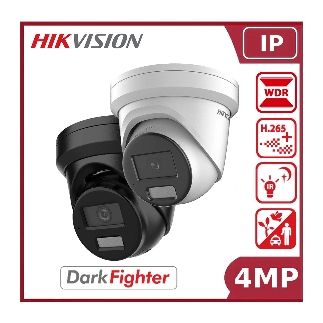 Hikvision DS-2CD2346G2H-IU(EF) 4MP AcuSense DarkFighter Pro Series Turret IP Camera (2.8mm & 4mm Lens) with Built-in Microphone and 30m IR Night Vision