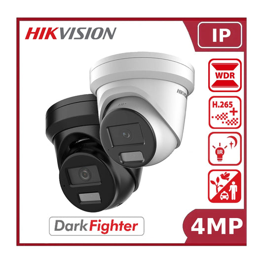 Hikvision DS-2CD2346G2H-IU(EF) 4MP AcuSense DarkFighter Pro Series Turret IP Camera with Built-in Microphone and 30m IR Night Vision