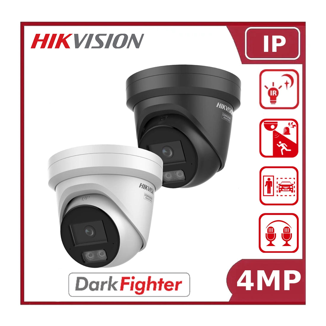 Hikvision DS-2CD2346G3-IZS2UY/SL 4MP AcuSense Turret Camera with Motorised Varifocal Lens & Active Deterrence
