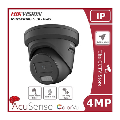 Hikvision DS-2CD2347G2-LSU/SL 4MP ColorVu Turret Network Camera With Mic & Speaker Two Way Audio - 2.8mm Black