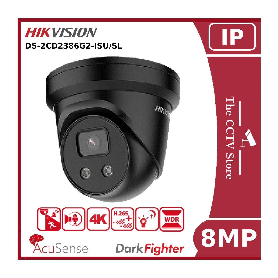 8MP Hikvision DS-2CD2386G2-ISU/SL 4K DarkFighter IP CCTV Camera PoE With Two Way Talk