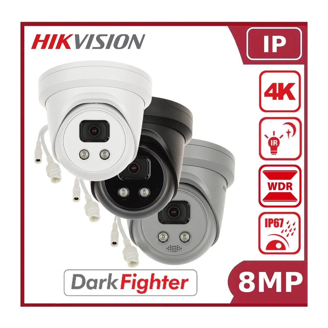 Hikvision DS-2CD2386G2-IU 8MP 4K DarkFighter IP CCTV Camera PoE with Mic - Offer