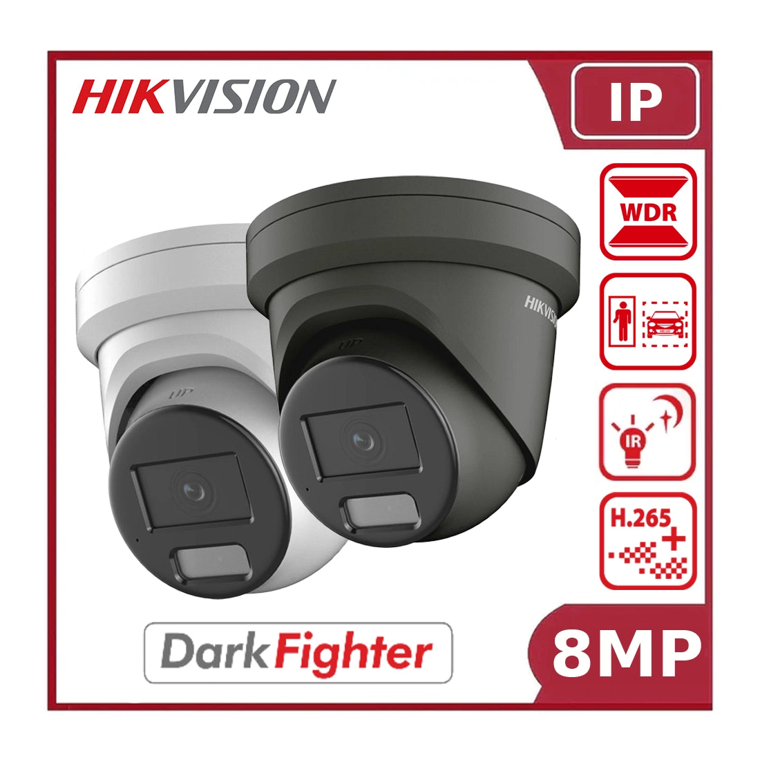 Hikvision DS-2CD2386G2H-IU 8 MP AcuSense Powered-by-Darkfighter Fixed Turret Network Camera with Mic – IR 30m, H.265+