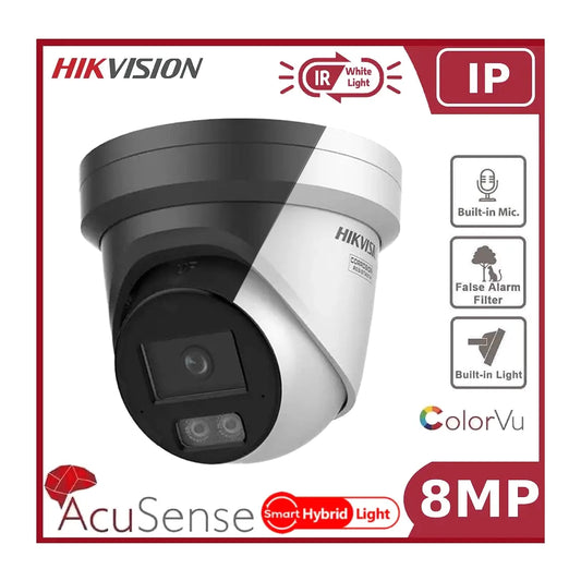 8MP Hikvision DS-2CD2387G2H-LIU 4K Smart Hybrid ColorVu and IR Acusense Turret Camera