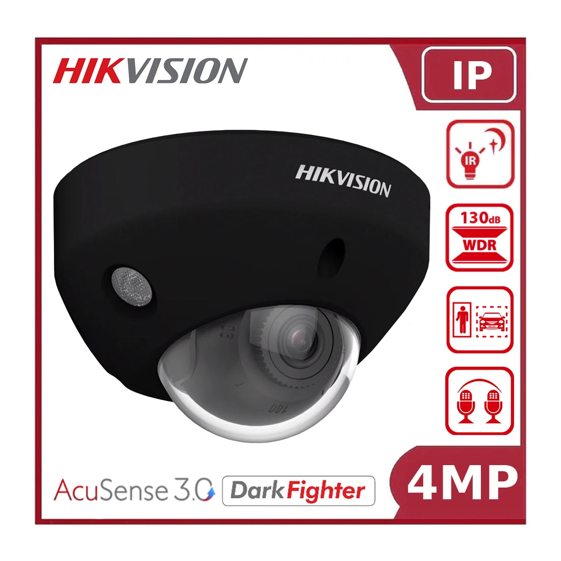 Hikvision DS-2CD2546G3-IZS2UY 4MP AcuSense AI Mini Dome Camera Motorized Zoom, Built-in Audio & Vandal-Proof