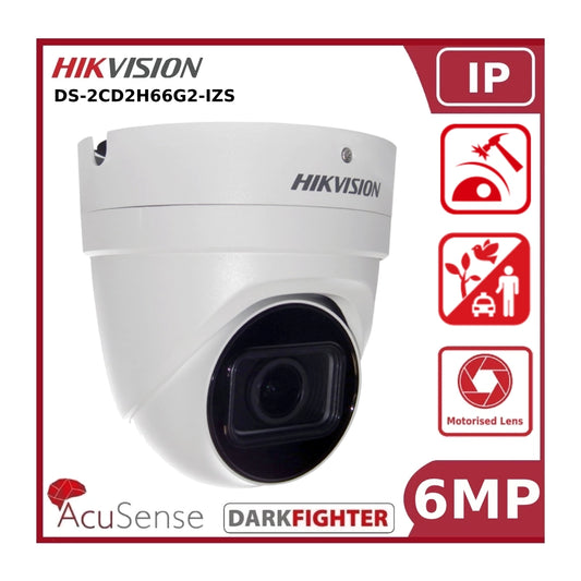 Hikvision DS-2CD2H66G2-IZS 6MP Acusense Motorized Varifocal Turret Network IP Camera "NR"