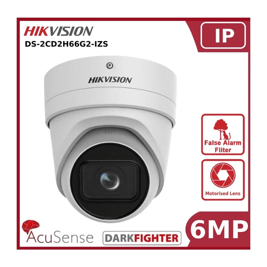 Hikvision DS-2CD2H66G2-IZS 6MP Acusense Motorized Varifocal Turret Network IP Camera"NR"
