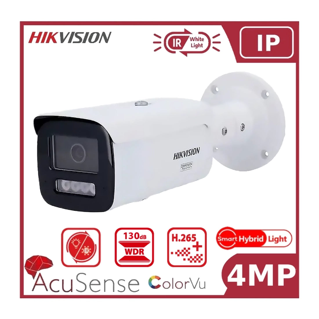 Hikvision DS-2CD2T47G2H-LI 4MP Hybrid ColorVu and IR Acusense Bullet Camera