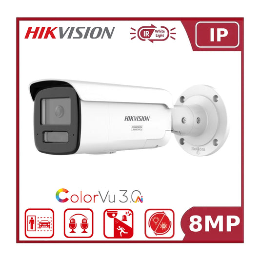 Hikvision 8MP DS-2CD2T87G3-LIS2UY-SL Smart Hybrid Light IR + ColorVu Bullet IP Camera with LiveGuard Built-in Siren & Strobe light + 2 Way Audio