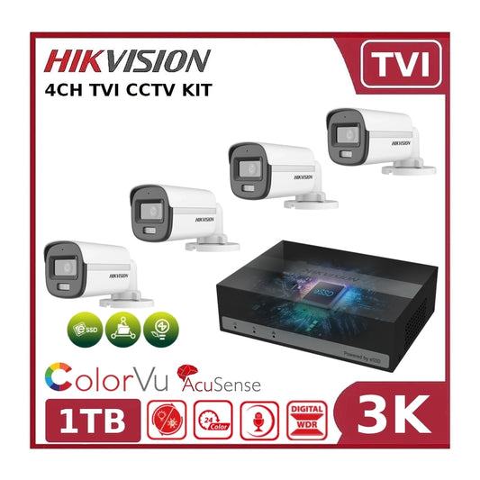Hikvision 3K ColorVu 4-Channel 4-Camera eDVR Kit with Built-in eSSD + Free Wi-Fi Range Extender