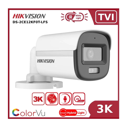 Hikvision DS-2CE12KF0T-LFS 3K TVI AoC ColorVu + IR Hybrid Dual-light Fixed Bullet Camera + Mic