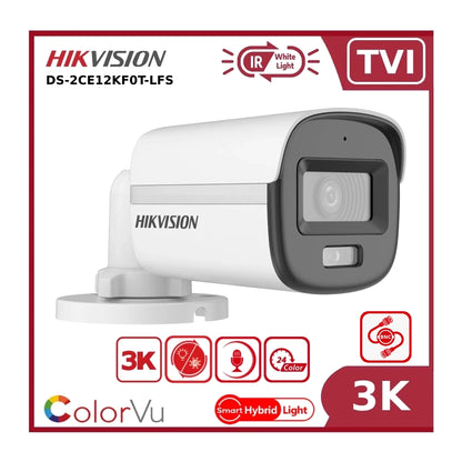 Hikvision DS-2CE12KF0T-LFS 3K TVI AoC ColorVu + IR Hybrid Dual-light Fixed Bullet Camera + Mic