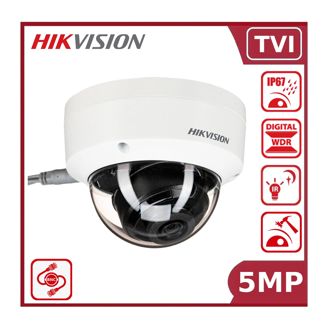 Hikvision DS-2CE57H0T-VPITE(C) 5MP Dome Security Camera Night Vision Waterproof Vandal-Proof