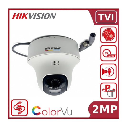 Hikvision DS-2CE70DF3T-PTLXTS 2MP ColorVu Hybrid Light Turret Camera with Built-in Mic & Speaker