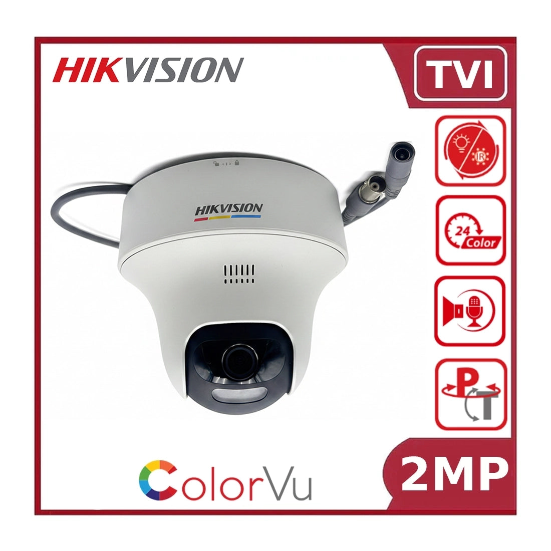 Hikvision DS-2CE70DF3T-PTLXTS 2MP ColorVu Hybrid Light Turret Camera with Built-in Mic & Speaker