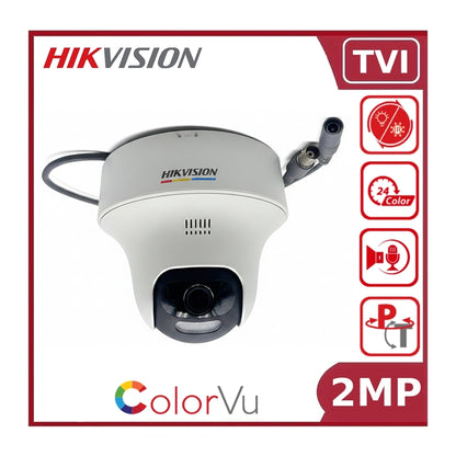 Hikvision DS-2CE70DF3T-PTLXTS 2MP ColorVu Hybrid Light Turret Camera with Built-in Mic & Speaker