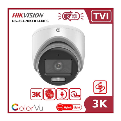 Hikvision DS-2CE70KF0T-LMFS 3K TVI AoC ColorVu + IR Dual-light Turret TVI Camera + Mic