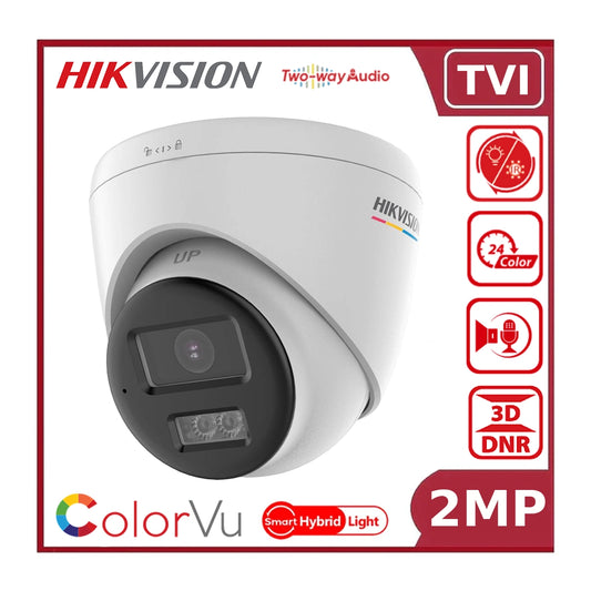 Hikvision DS-2CE72DF3T-LXTS 2 MP ColorVu Hybrid-Light Turret Camera with Two-Way Audio