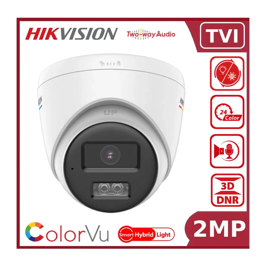 Hikvision DS-2CE72DF3T-LXTS 2 MP ColorVu Hybrid-Light Turret Camera with Two-Way Audio