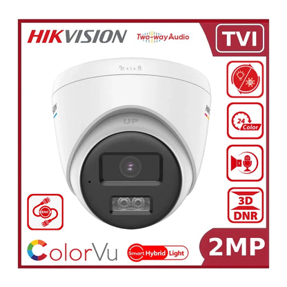 Hikvision DS-2CE72DF3T-LXTS 2 MP ColorVu Hybrid-Light Turret Camera with Two-Way Audio