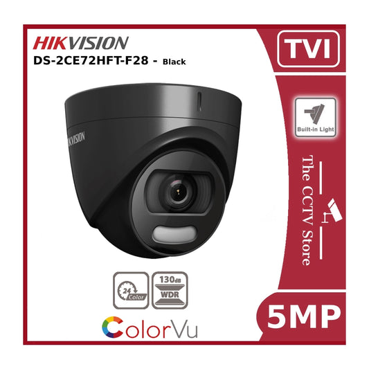 5MP DS-2CE72HFT-F28 Hikvision TVI ColorVu Fixed Lens Turret Camera, White Light - Black - Offer