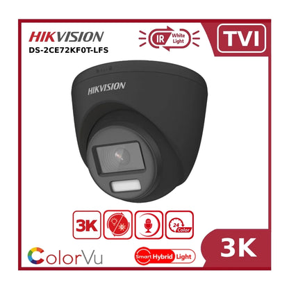 Hikvision DS-2CE72KF0T-LFS 3K TVI AoC ColorVu + IR Dual-light Fixed Turret TVI Camera + Mic