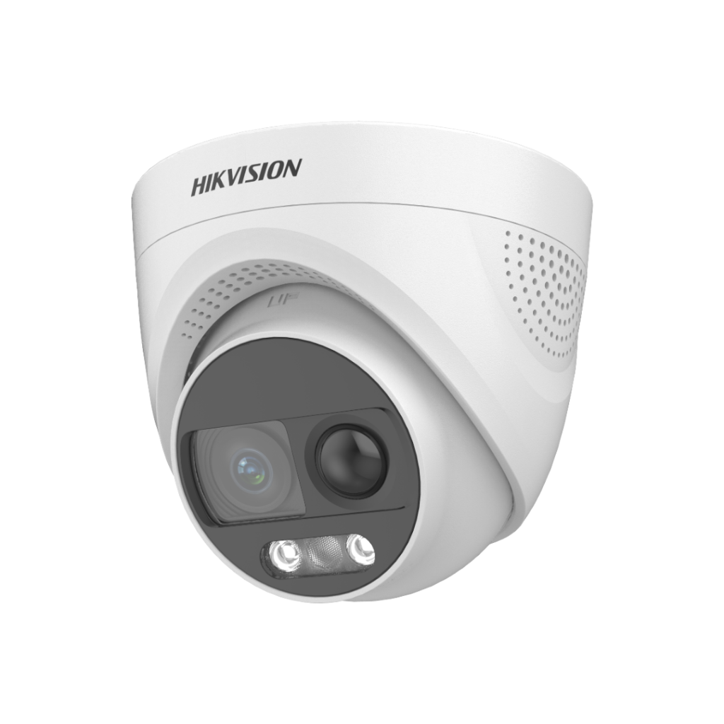 8MP Hikvision DS-2CE72UF3T-PIRXO 4K ColorVu PIR Siren Fixed Turret Camera - TVI - White