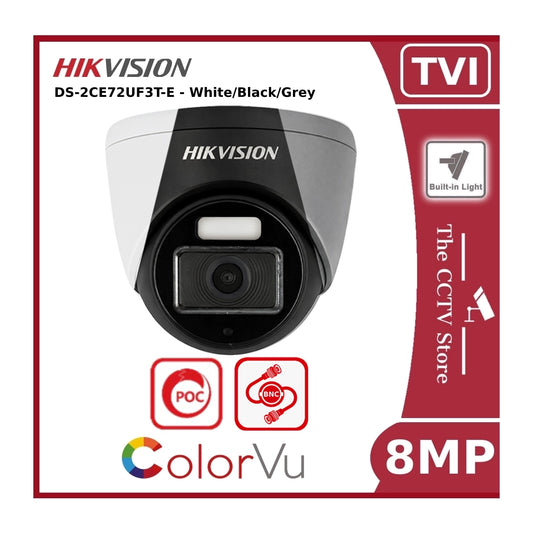8MP 4K Hikvision DS-2CE72UF3T-E ColorVu POC Fixed Turret Camera 40M Light (Not IP - Not PoE)