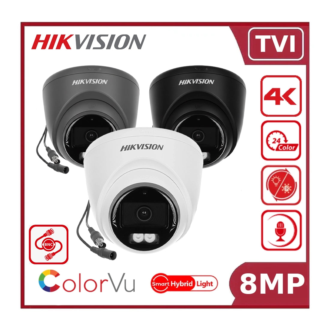Hikvision DS-2CE72UF3T-LSYE 4K Smart Hybrid Light ColorVu Fixed Turret Camera - TVI