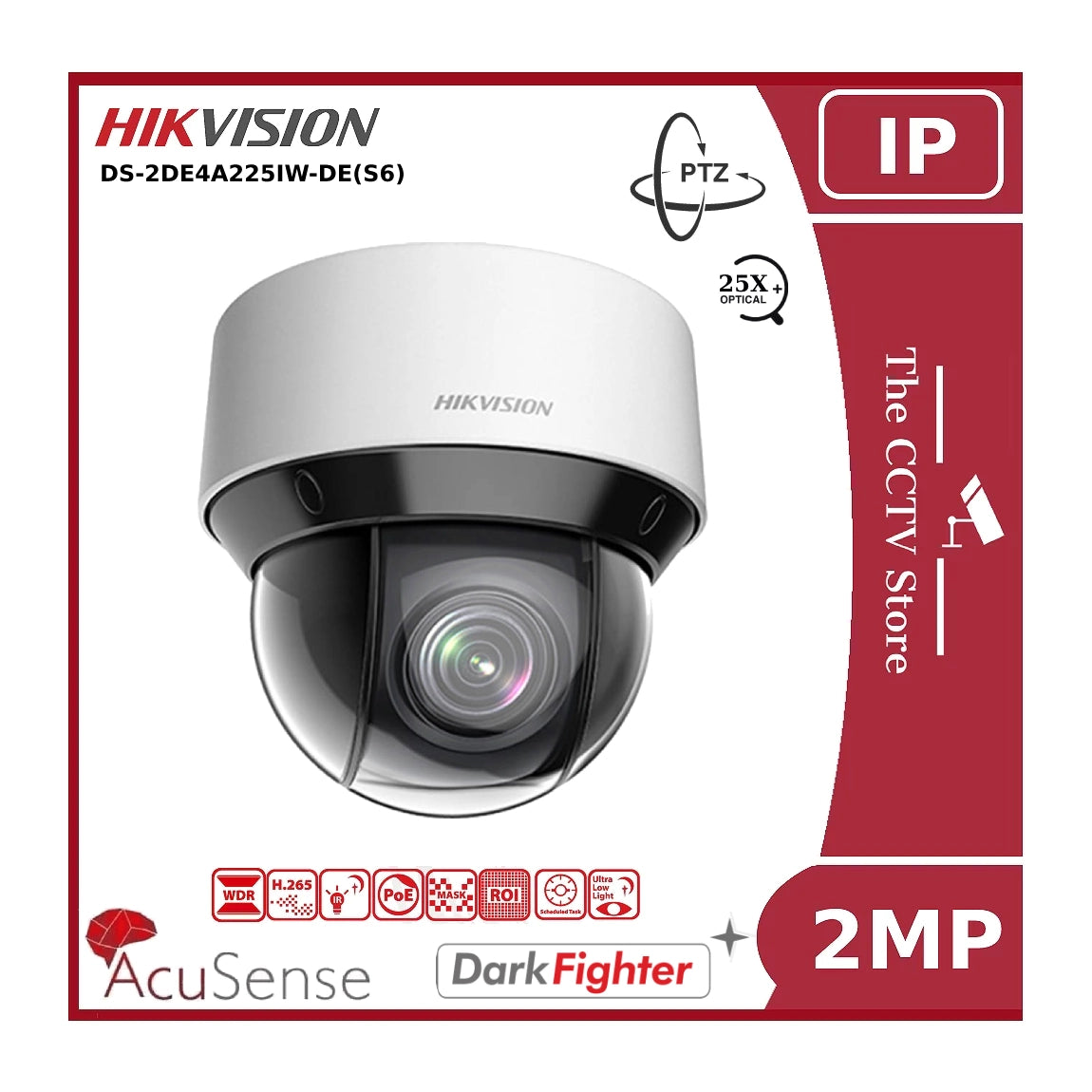 2MP Hikvision DS-2DE4A225IW-DE(S6) 4-inch IP PTZ With 25X Zoom, DarkFighter & 50M IR PTZ Camera