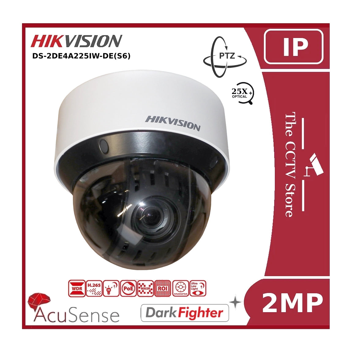 2MP Hikvision DS-2DE4A225IW-DE(S6) 4-inch IP PTZ With 25X Zoom, DarkFighter & 50M IR PTZ Camera "NR"