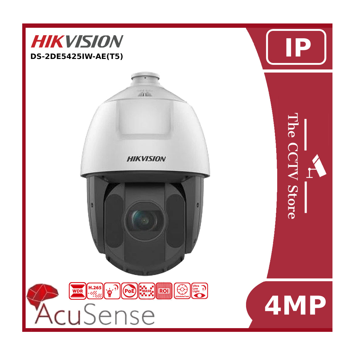 4MP Hikvision PTZ DS-2DE5425IW-AE (T5) 25x Zoom IP Network PTZ Camera, 150m Smart IR "NR"