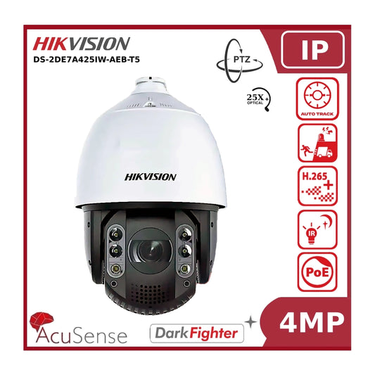4MP Hikvision DS-2DE7A425IW-AEB-T5 7-inch 25X DarkFighter IR Speed Dome IP PTZ - Auto Tracking"NR"